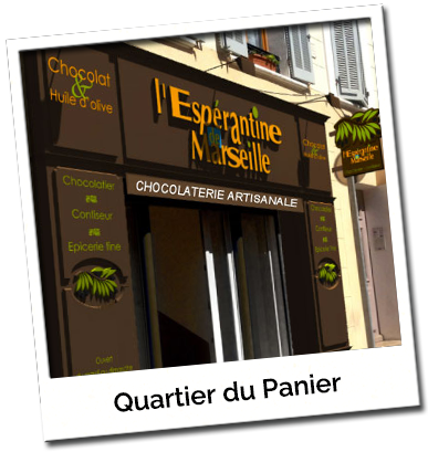 Chocolaterie artisanale à Marseille, Quartier du Panier, à deux pas du Vieux-Port.